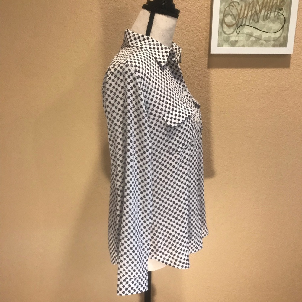 Loft Button Down Patterned Blouse Size Xsp - image 2